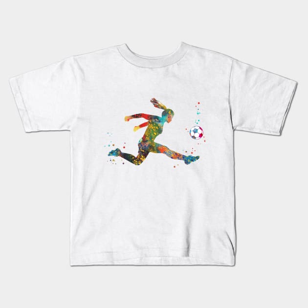 Girl Soccer Player Kids T-Shirt by RosaliArt
